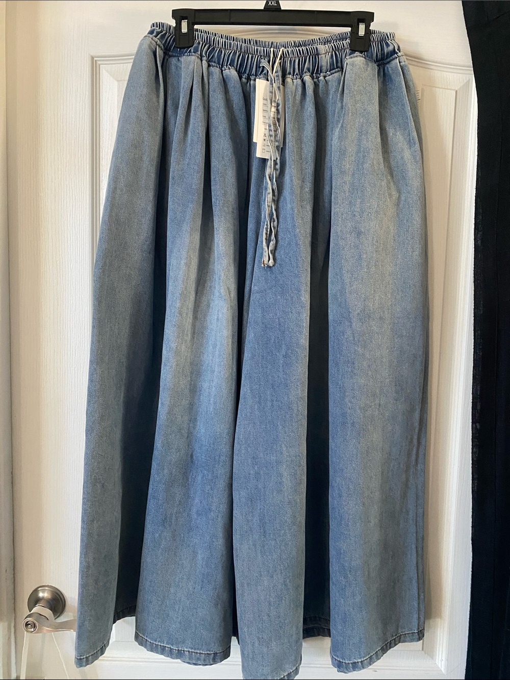 Wide Leg Denim Pants in Light Blue - Picture 1 of 9